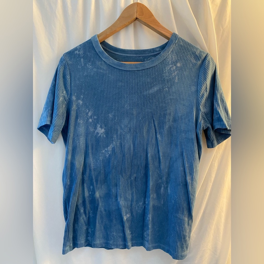 Cornflower blue tie dyed stretchy cotton shirt